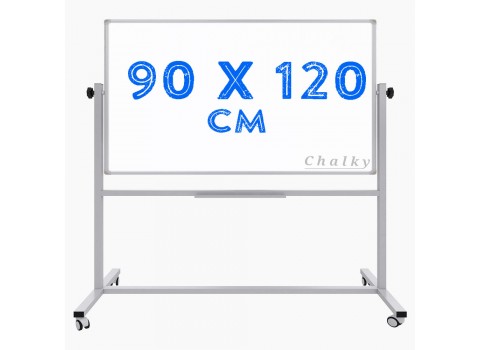 Chalky Mobil Tekerlekli Çift Taraflı Beyaz Yazı Tahtası 90x120 cm